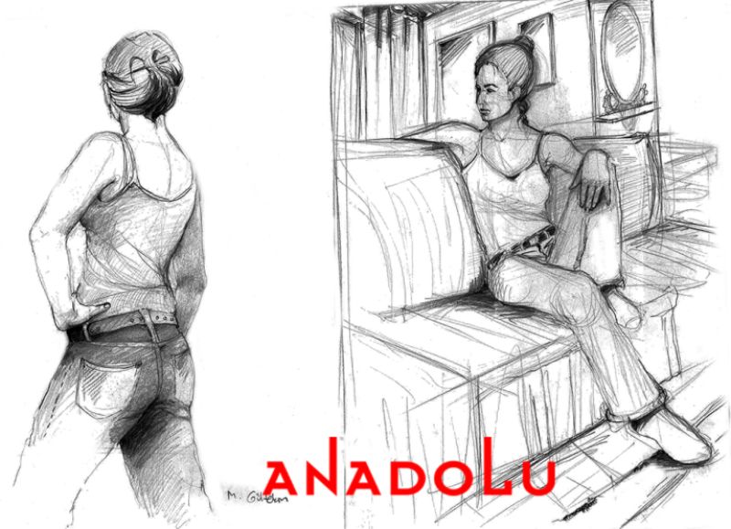 İmgesel Oturma Odasında Oturan Kadın Model Çizimi Ankara